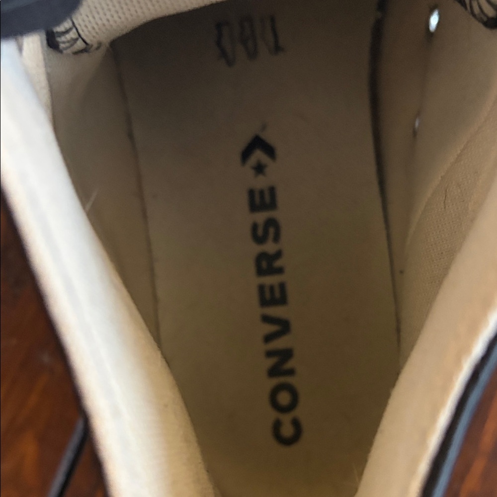Converse Black and Cream Low-Top Leather Sneakers - Picture 4 of 6